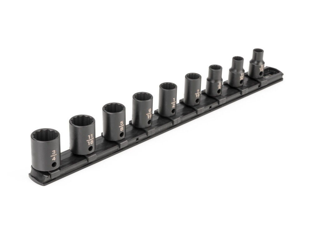 Tekton 3/8 Inch 12 Point Impact Socket Set, 9 Pieces (5/16-3/4 Inch) - SID91108