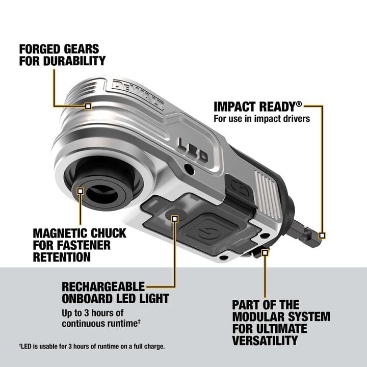 DEWALT FLEXTORQ Lighted Modular Right Angle Attachment, large image number 1