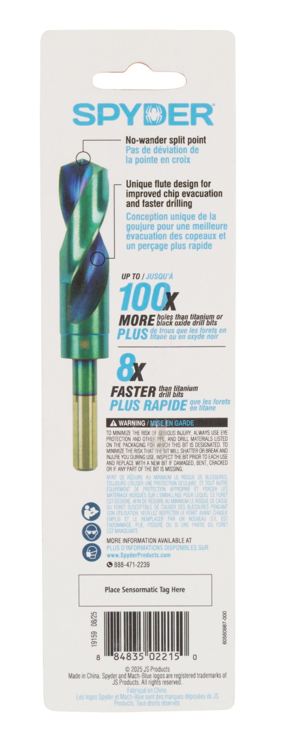 Spyder 3/4 Inch Reduced Shank S&D Drill Bit, 135 Degree Self-Centering Split Point, large image number 8