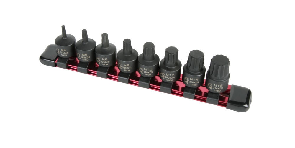 Sunex 3/8 Inch Drive Stubby Triple Square Impact Bit Socket Set 8pc, large image number 2