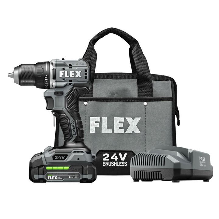 FLEX 24V Cordless 1/2 Inch 2 Speed Compact Drill Driver Kit, large image number 2