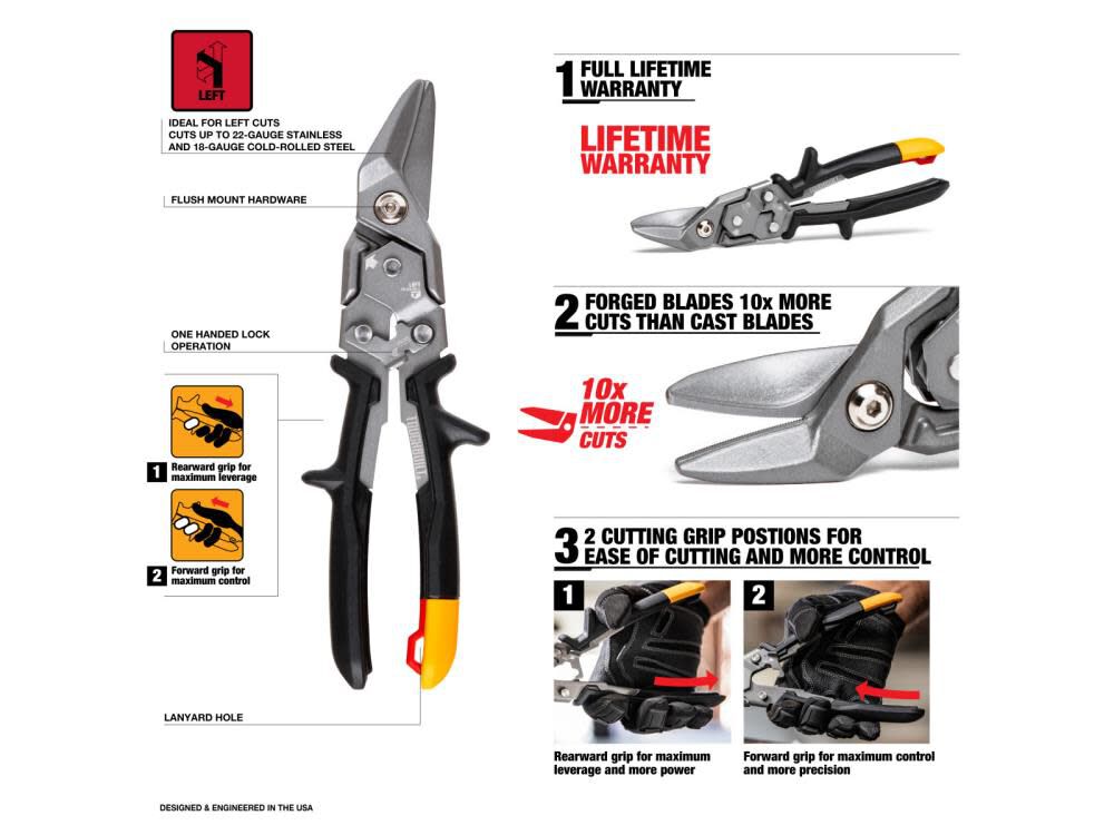 Toughbuilt Left Cut Aviation Snips, large image number 2