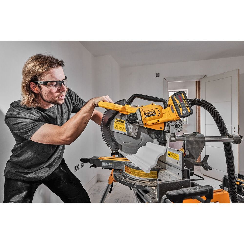 DEWALT 60V MAX Sliding Miter Saw (Bare Tool) and Rolling Miter Saw Stand Bundle, large image number 11