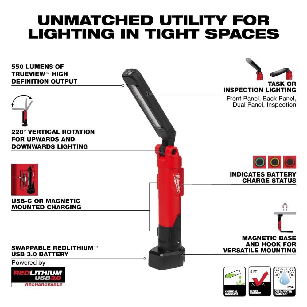Milwaukee REDLITHIUM USB Stick Light with Magnet & Charging Dock, large image number 3