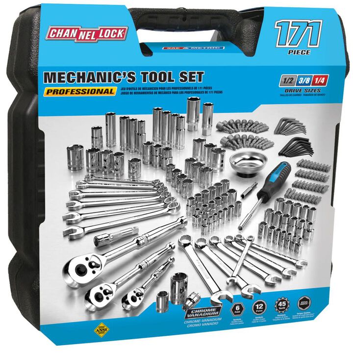 Channellock Mechanics Tool Set with Molded Case, 171 Pieces