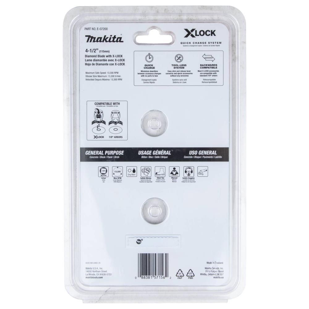Makita XLOCK 4 1/2 Inch Segmented Rim Diamond Blades for Masonry (2 Pack), large image number 8