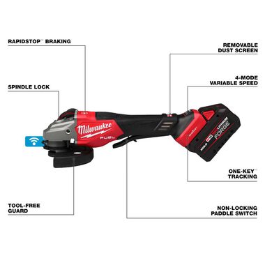 Milwaukee M18 FUEL 4-1/2 Inch-6 Inch Variable Speed Braking Grinder, Paddle Switch with ONE-KEY Kit, large image number 3