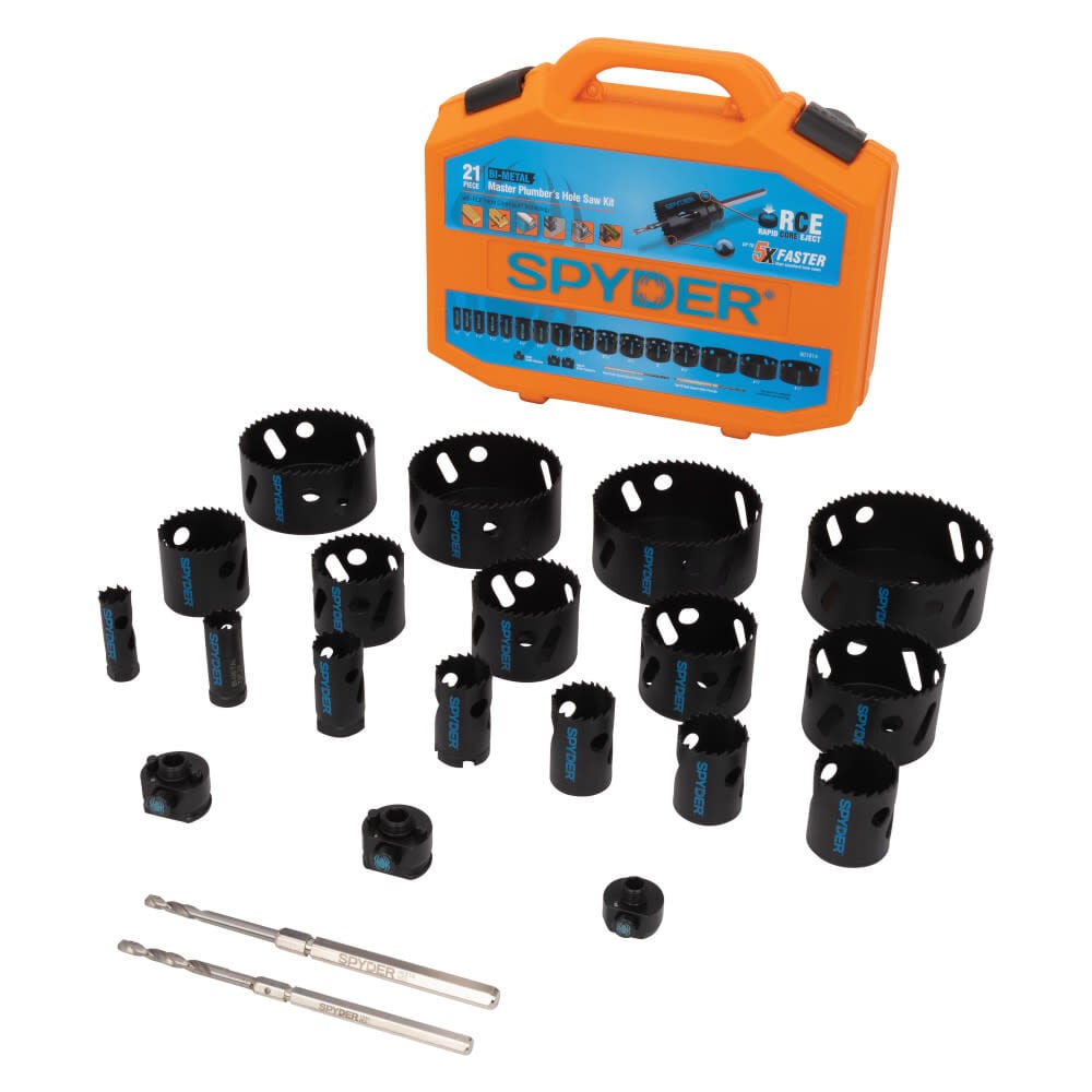 Spyder Bi-Metal Master Plumber Hole Saw Kit, 3/4 - 4-1/2 Inch 21 Pieces, large image number 1