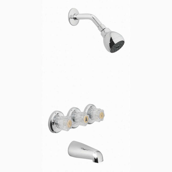 Oakbrook Essentials Tub & Shower Faucet Three Handle Chrome, large image number 1
