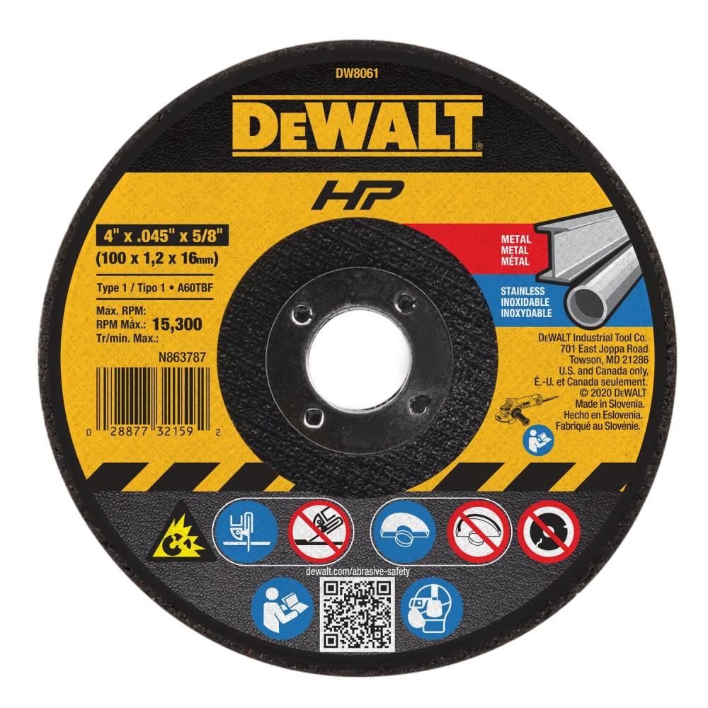 DEWALT Cutting Wheel 4in X .045in X 5/8in HP T1, large image number 1