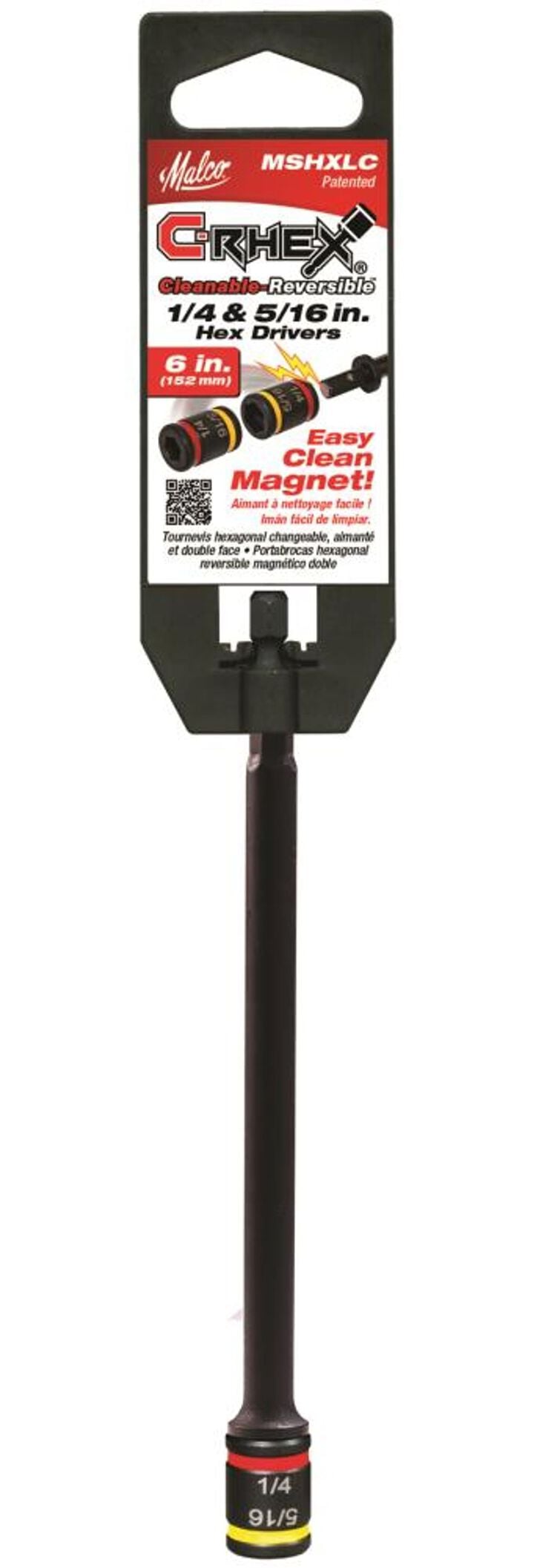 Malco Products 6in Cleanable Reversible Hex Chuck Driver 3/8 & 5/16, large image number 2