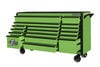 Extreme Tools DX Series 72 Inch W x 21 Inch D 17 Drawer Triple Bank Roller Cabinet 100 lbs Slides Green with Black Drawer Pulls, small image number 4