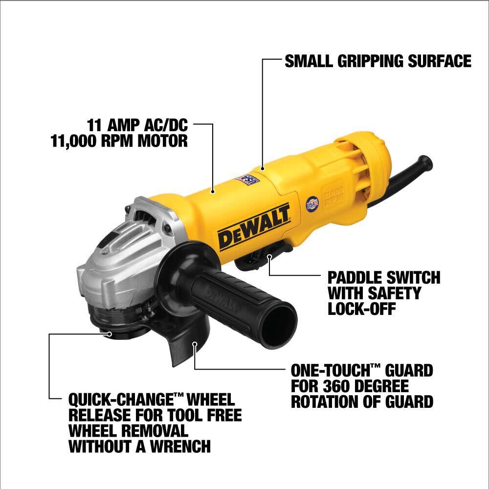 DEWALT 4 1 2in Small Angle Grinder with Wheel DWE402W Acme Tools