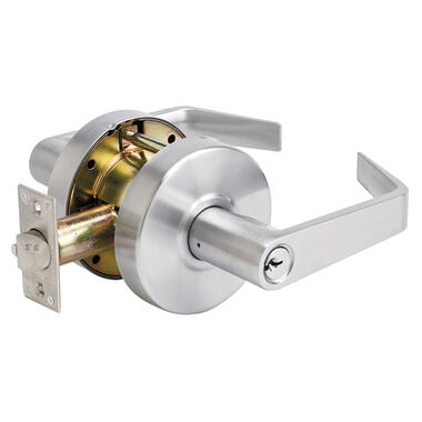 Master Lock Commercial Grade 2 Keyed Entry Angled Cylindrical Lockset Lever Brushed Chrome Finish