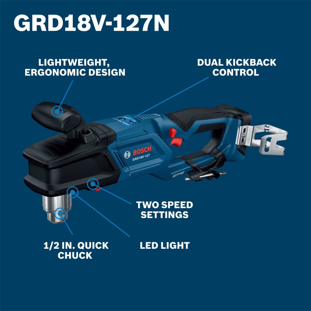 Bosch 18V 1/2 Inch Right Angle Drill (Bare Tool), large image number 2