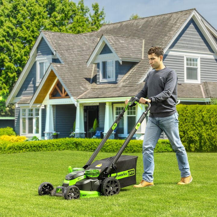 Greenworks 80V 25in Cordless Dual Blade Self Propelled Lawn Mower Kit with 4Ah Battery & Charger, large image number 9