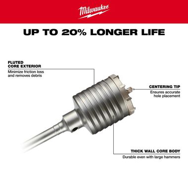Milwaukee 2 in. x 11-3/8 in. SDS-Max Core Bit, large image number 3