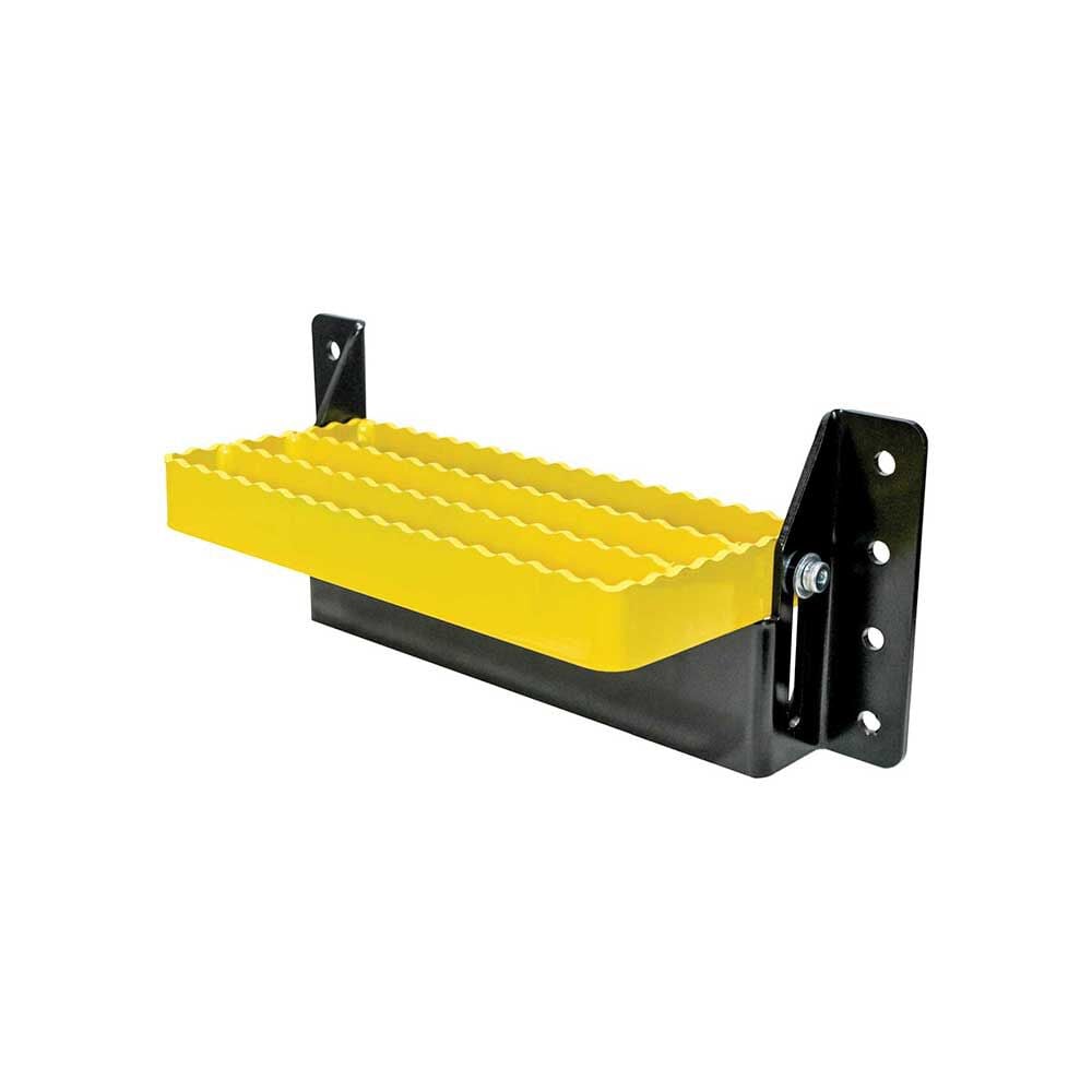 K&M Manufacturing Universal Flip-Up Tractor Step Black & Yellow, large image number 1