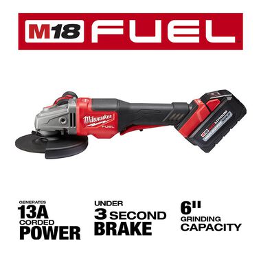 Milwaukee M18 FUEL 4-1/2 in.-6 in. No Lock Braking Grinder with Paddle Switch Kit, large image number 2