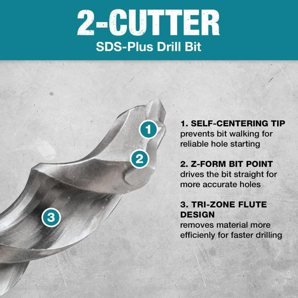 Makita 5/8in x 12in SDS-Plus Bit, 2-Cutter, large image number 7