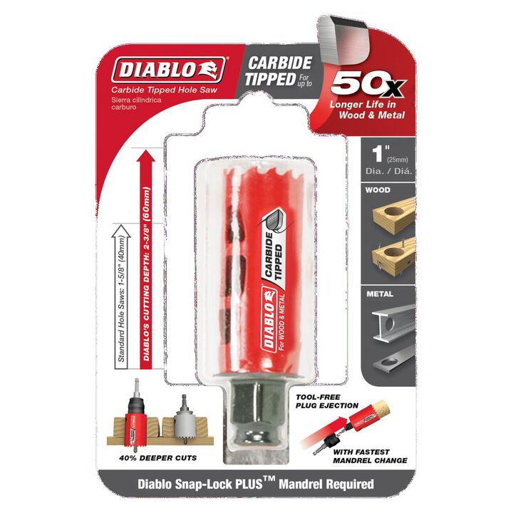 Diablo Tools 1in (25mm) Carbide-Tip Wood & Metal Holesaw, large image number 2