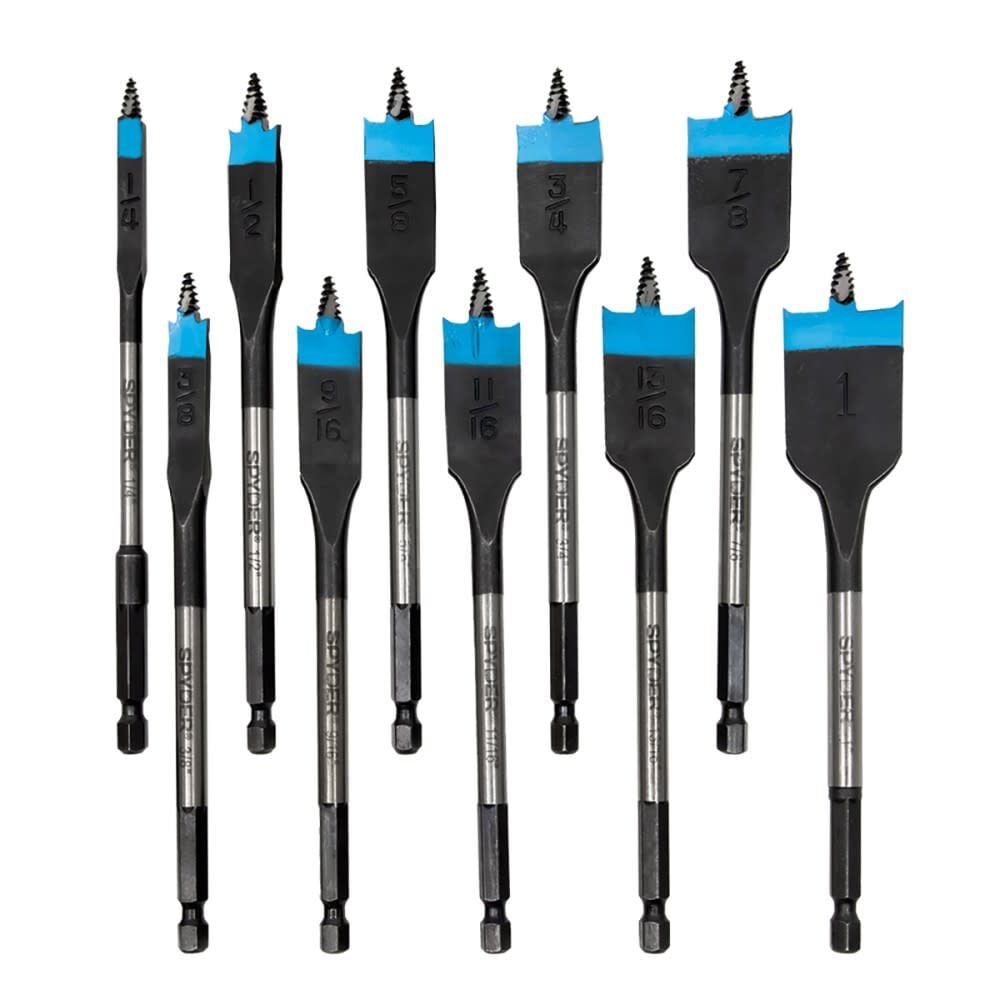 Spyder Stinger Woodboring Spade Bit Set, 6 Inch Length, 1/4 - 1 Inch, 10 Pieces, large image number 1