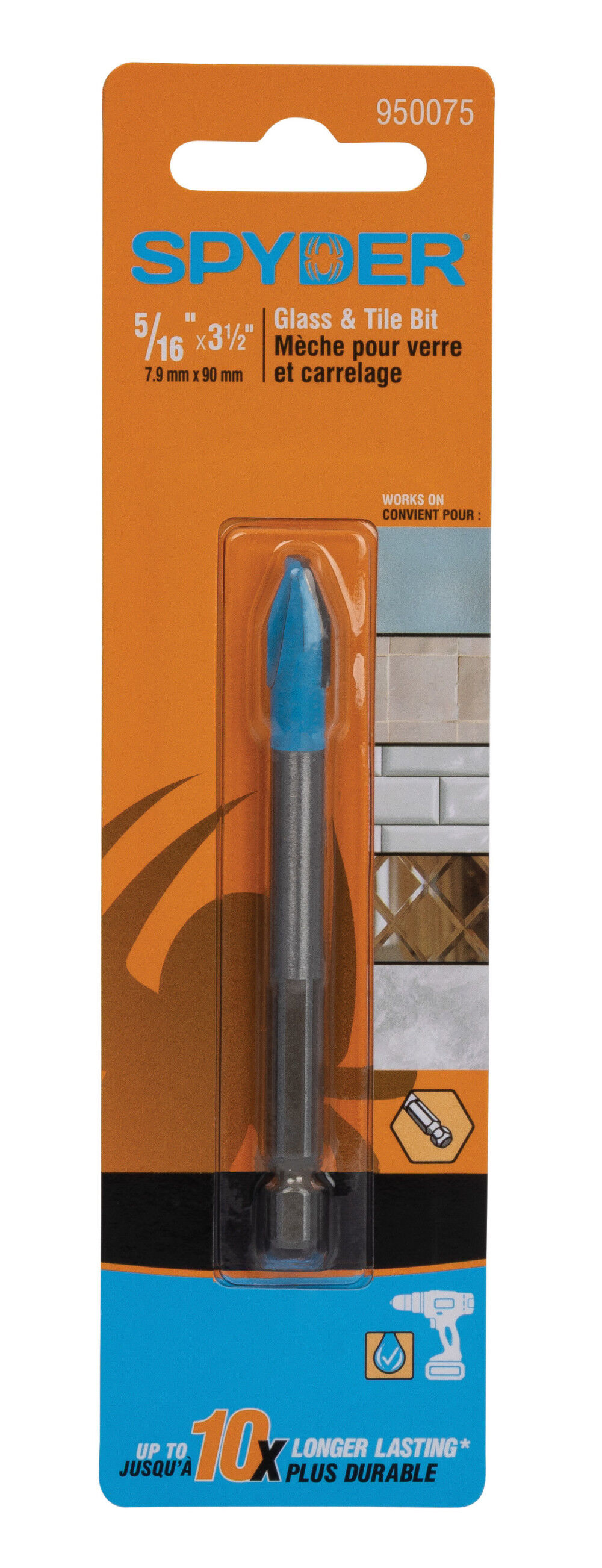 Spyder 5/16 Inch x 3.5 Inch Tile & Glass Drill Bit, Carbide-Tipped, large image number 9