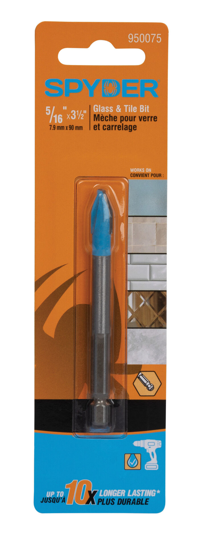 Spyder 5/16 Inch x 3.5 Inch Tile & Glass Drill Bit, Carbide-Tipped, large image number 8