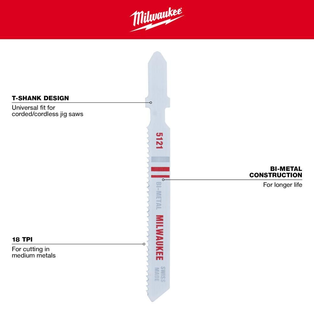 Milwaukee 3 in. 18 TPI Bi-Metal Jig Saw Blade 5PK, large image number 4