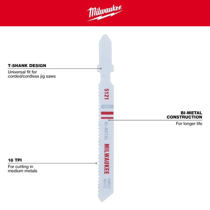 Milwaukee 3 in. 18 TPI Bi-Metal Jig Saw Blade 5PK, large image number 3