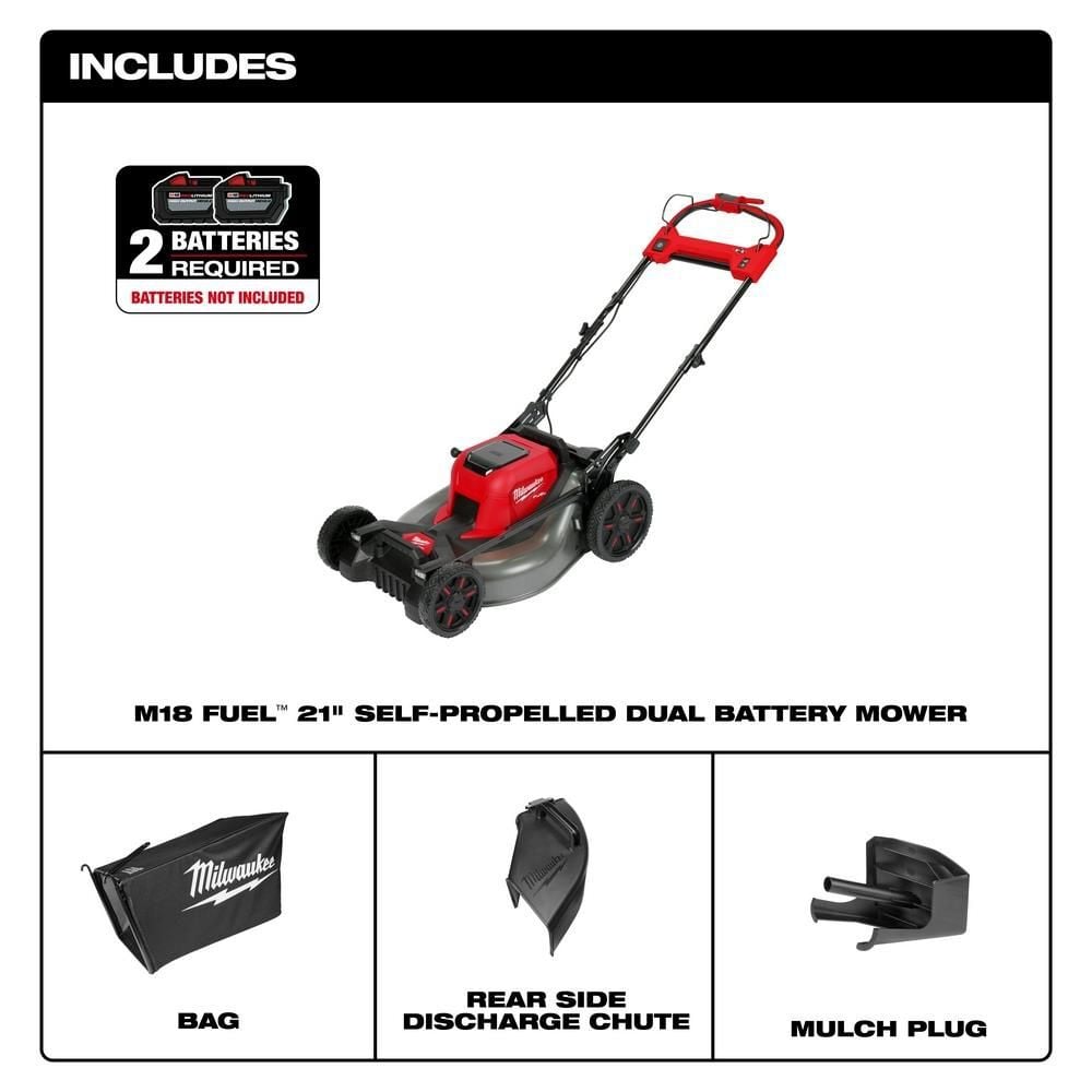 Milwaukee M18 FUEL 21 Inch Self-Propelled Dual Battery Mower (Bare Tool), large image number 6