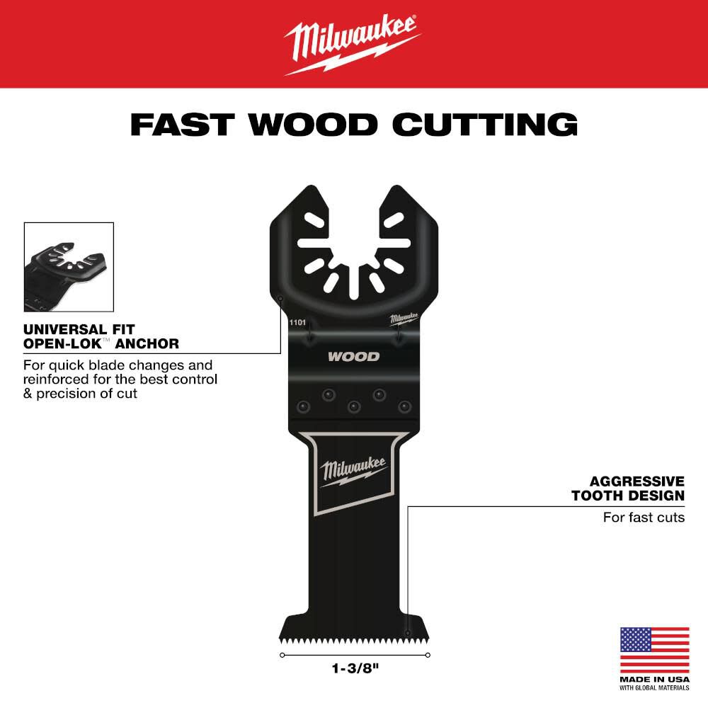 Milwaukee OPEN-LOK 1-3/8inch HCS WOOD BLADE 1PK, large image number 4
