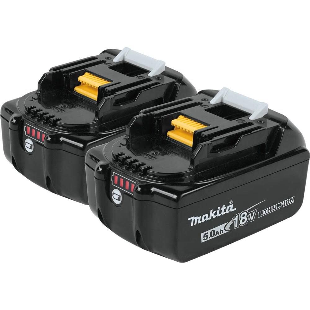 Makita 18V LXT 18V 5Ah Lithium Ion Power Tool Battery Pack with Fuel Indicator (2 Pack) - BL1850B-2
