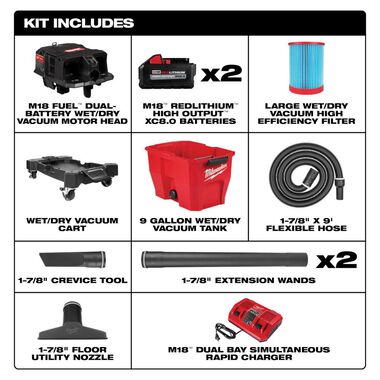 Milwaukee M18 FUEL Vacuum Kit 9 Gallon 36V Wet/Dry, large image number 1