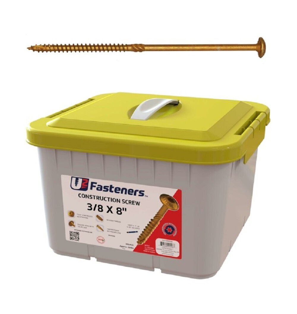 U2 Fasteners Construction Screw 3/8 Inch X 8 Inch, 300ct, large image number 1