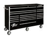 Extreme Tools RX Series 72 Inch W x 25 Inch D 19 Drawer Triple Bank Roller Cabinet 150 lb Slides Black with Chrome Drawer Pulls, small image number 2
