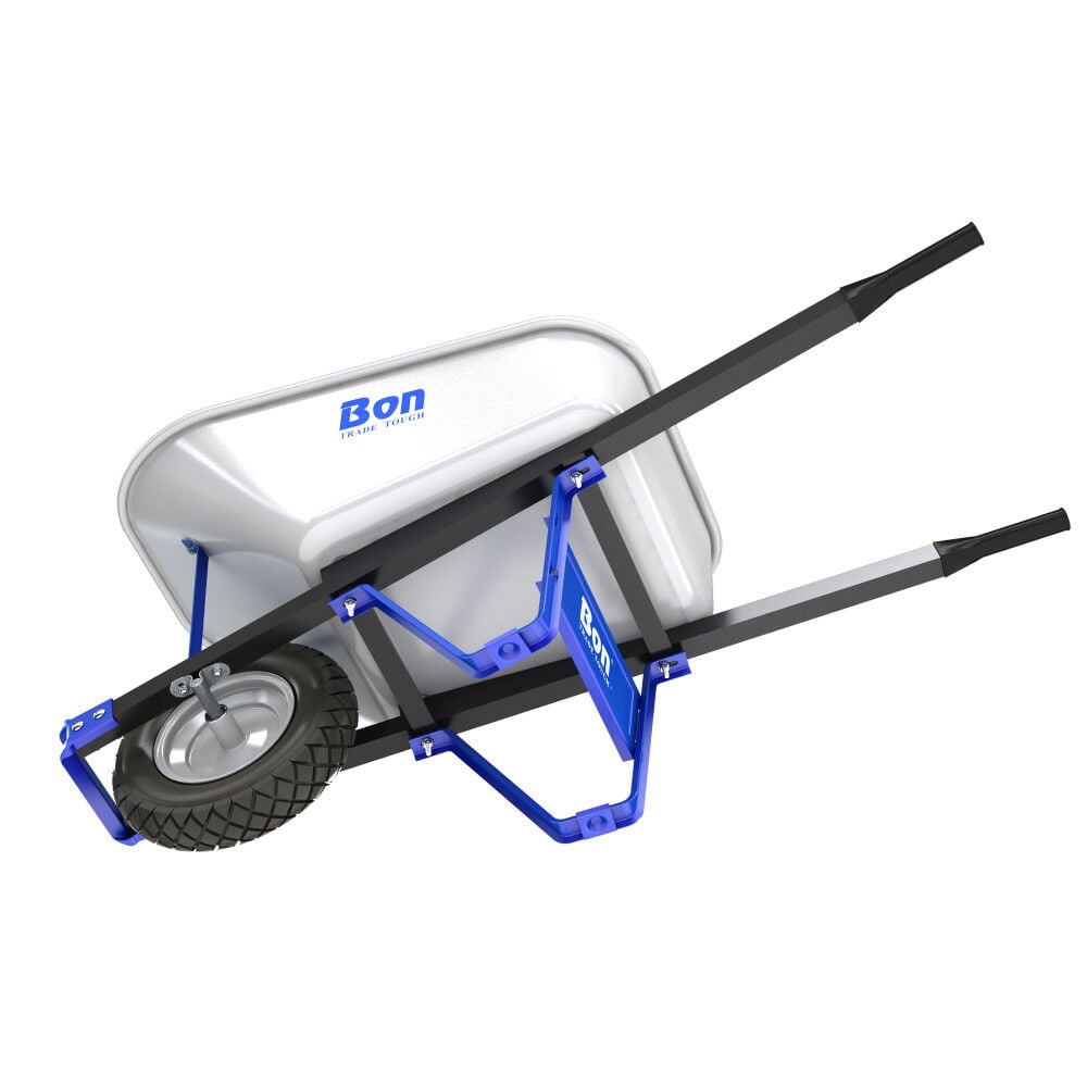Bon Tool Trade Tough Steel Tray 6 Cubic Feet Wheelbarrow with Single Flat Free Tire & Steel Handles, large image number 3