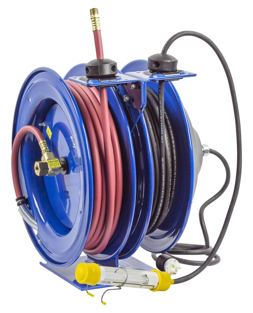 Coxreels Hose Reel Dual Purpose Spring Rewind Reels 3/8in x 50' 300PSI  Fluorescent Tube Light 50' Cord 16 AWG C-L350-5016-C - Acme Tools