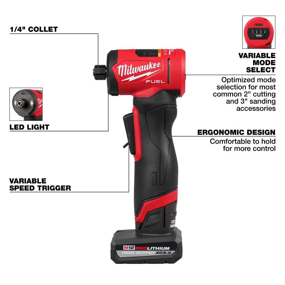 Milwaukee M12 Fuel 1 4 Inch Right Angle Die Grinder Kit 3485 22 - Image 2
