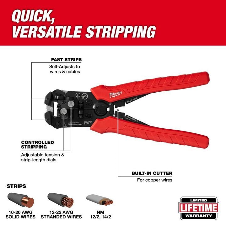 Milwaukee Self-Adjusting Wire Stripper & Cutter, large image number 1
