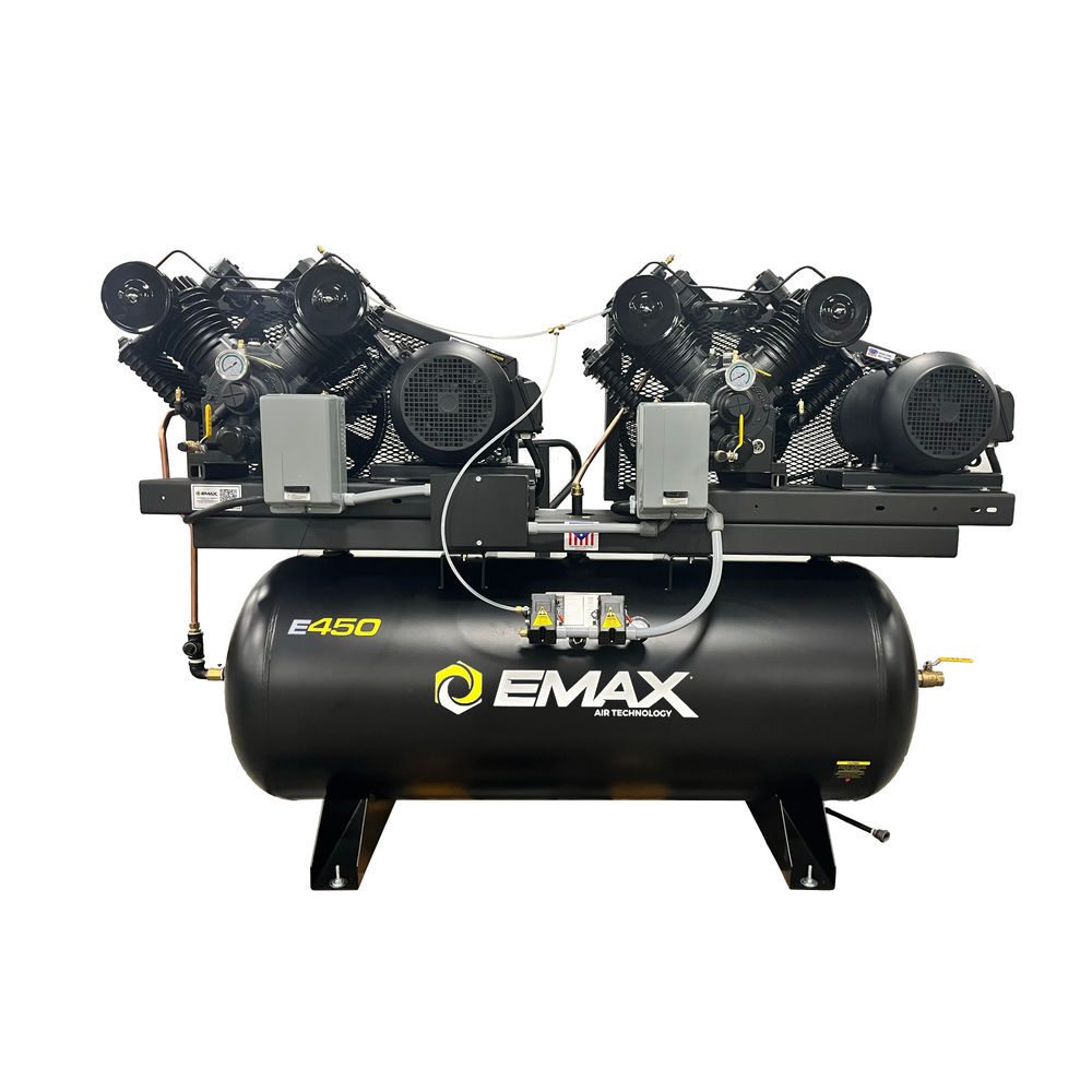 EMAX 208V 10HP 3PH 120 Gallon Horizontal Air Compressor with Radiator, large image number 1