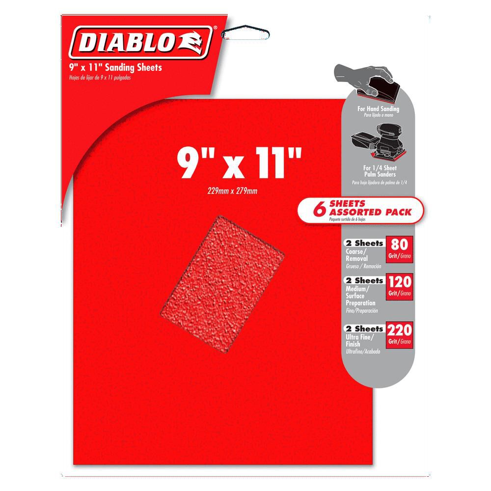 Diablo Tools 9 Inch x 11 Inch Sanding Sheet Assorted Pack 6pc, large image number 2