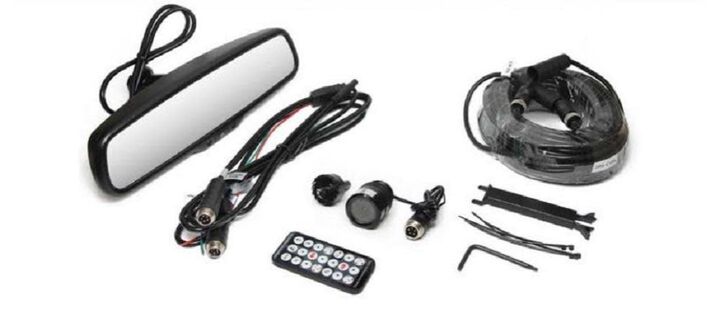 Rear View Safety Backup Camera System with Flush Mount Camera and Mirror Monitor, large image number 1