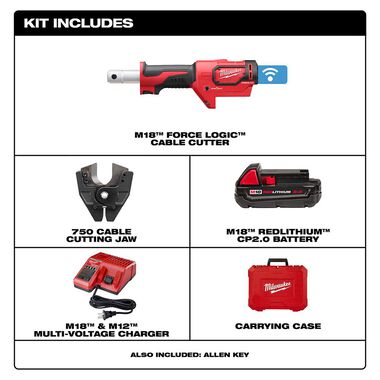 Milwaukee M18 FORCE LOGIC Cable Cutter Kit with 750 MCM Cu Jaws, large image number 1