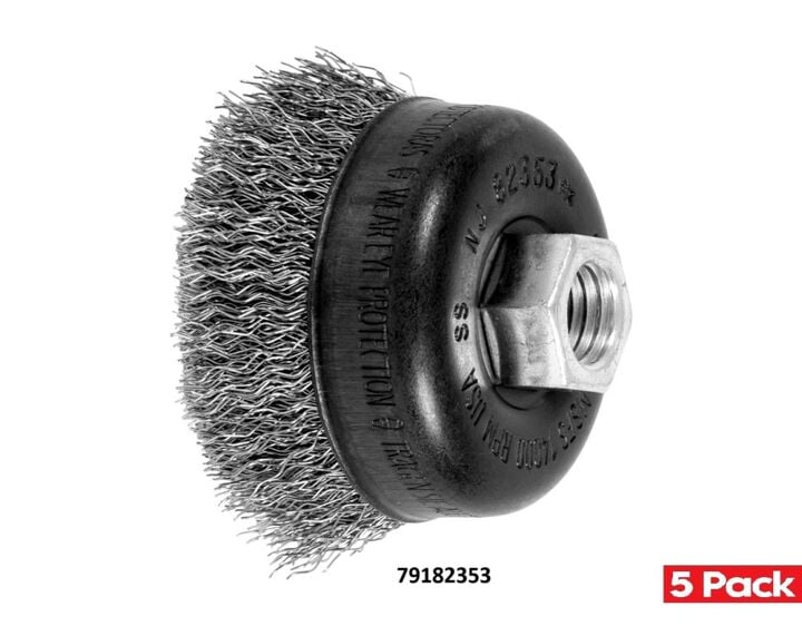 Pferd 2-3/4 Inch, 0.014 Inch Stainless Steel Crimped Wire Cup Brush Bundle, 5 Pieces, large image number 1