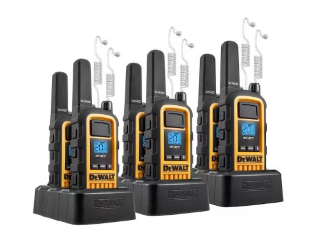 DEWALT Heavy-Duty 1W Walkie Talkie and Headset Bundle 6pk