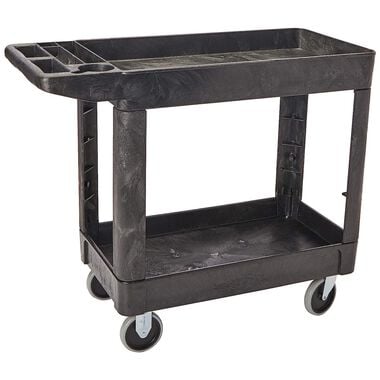 Rubbermaid 500 Lbs Small Black Flat Handle Utility Cart with Lipped Shelf