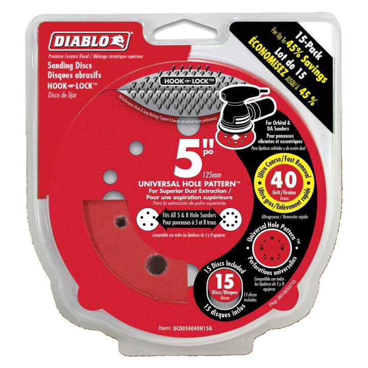 Diablo Tools 5in Universal Hole Hook & Lock Sanding Discs 15 Pack, large image number 3