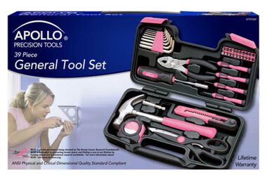 Apollo Precision Tools 39 Piece General Tool Set - Pink, large image number 1