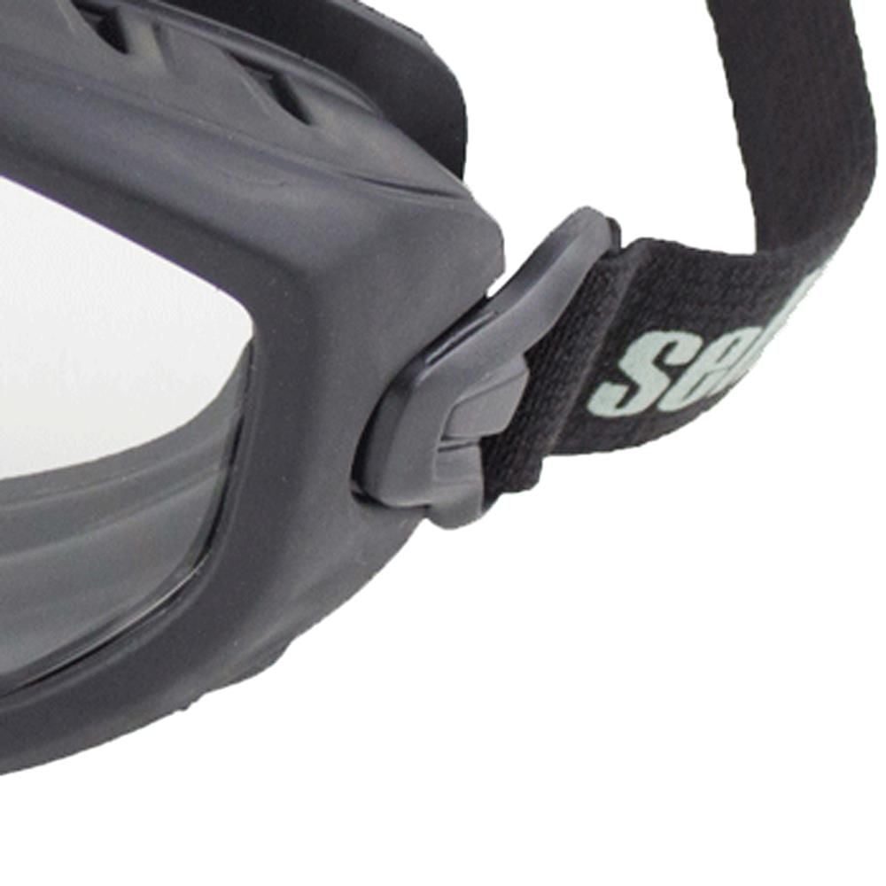 Sellstrom Flexible Non-Vented Wildland Fire Safety Goggle Scratch-Resistant Anti-Fog Lens Adjustable FR Strap High Temp Resistant TPV Black Frame Smoke Tint, large image number 3